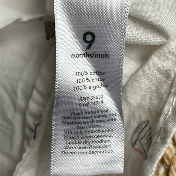 Carters Sailboat Nautical Print Shirt White Cotton Short Sleeve Button Up 9M - Picture 5 of 5